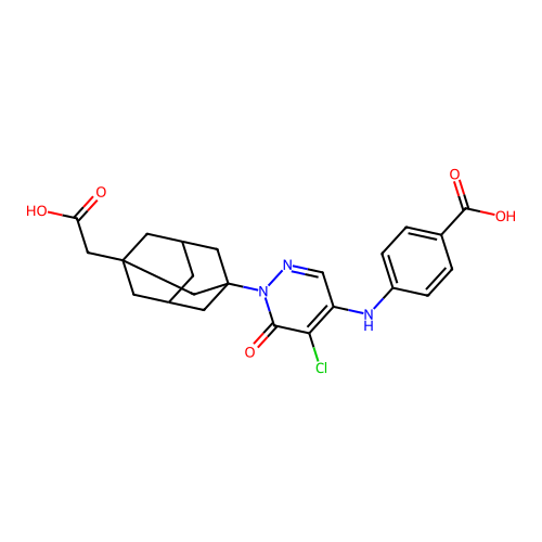 4-[[1-[3-(carboxymethyl)-1-adamantyl]-5-chloro-6-oxo-pyridazin-4-yl]amino]benzoic Acid structure