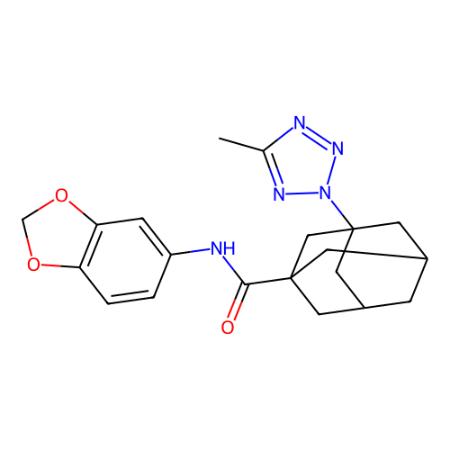 N-(1,3-benzodioxol-5-yl)-3-(5-methyltetrazol-2-yl)adamantane-1-carboxamide structure
