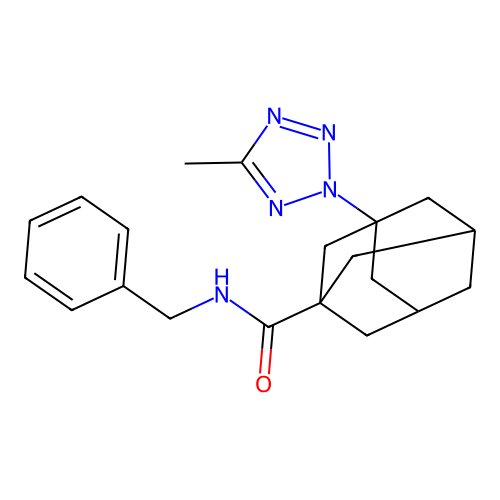(1r,3s,5R,7S)-N-benzyl-3-(5-methyl-2H-tetrazol-2-yl)adamantane-1-carboxamide structure