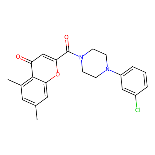 2-{[4-(3-chlorophenyl)piperazin-1-yl]carbonyl}-5,7-dimethyl-4H-chromen-4-one structure