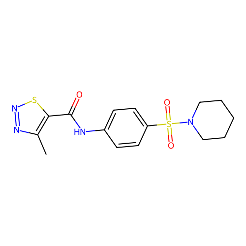 4-methyl-N-[4-(piperidin-1-ylsulfonyl)phenyl]-1,2,3-thiadiazole-5-carboxamide structure