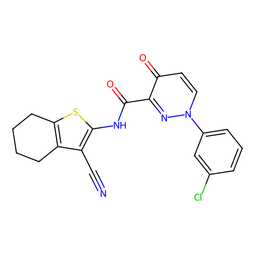 1-(3-chlorophenyl)-N-(3-cyano-4,5,6,7-tetrahydro-1-benzothiophen-2-yl)-4-oxo-1,4-dihydropyridazine-3-carboxamide structure