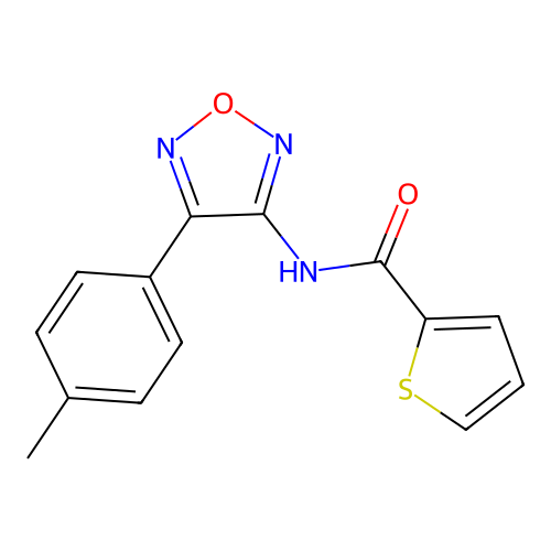 N-[4-(4-methylphenyl)-1,2,5-oxadiazol-3-yl]thiophene-2-carboxamide structure