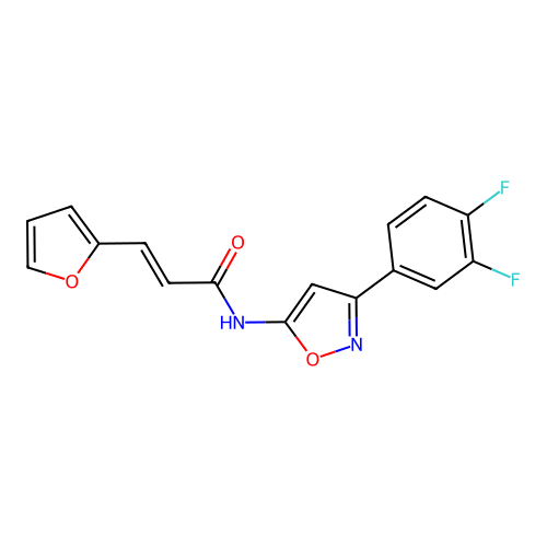 (2E)-N-[3-(3,4-difluorophenyl)isoxazol-5-yl]-3-(2-furyl)prop-2-enamide structure