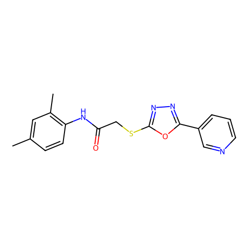 N-(2,4-dimethylphenyl)-2-{[5-(pyridin-3-yl)-1,3,4-oxadiazol-2-yl]sulfanyl}acetamide structure