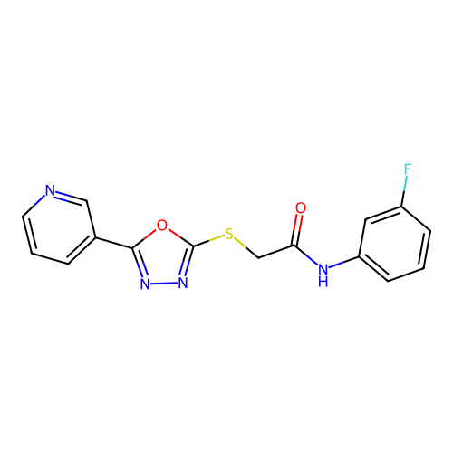 N-(3-fluorophenyl)-2-[(5-pyridin-3-yl-1,3,4-oxadiazol-2-yl)sulfanyl]acetamide structure