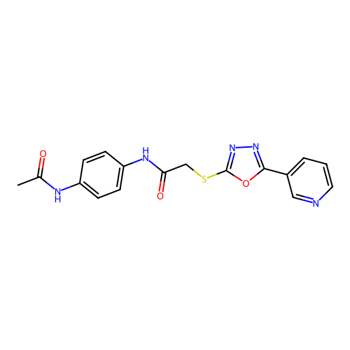N-(4-acetamidophenyl)-2-[(5-pyridin-3-yl-1,3,4-oxadiazol-2-yl)sulfanyl]acetamide structure
