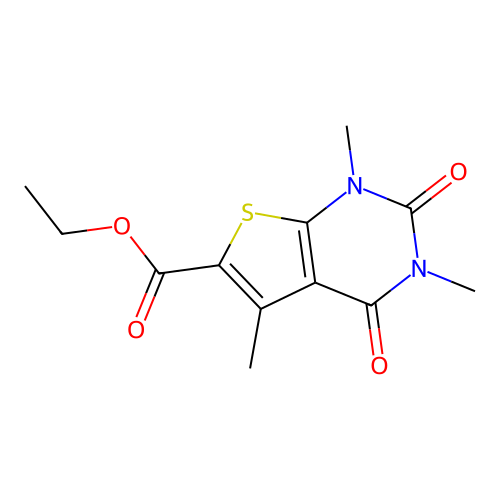 ethyl 1,3,5-trimethyl-2,4-dioxo-1,2,3,4-tetrahydrothieno[2,3-d]pyrimidine-6-carboxylate structure