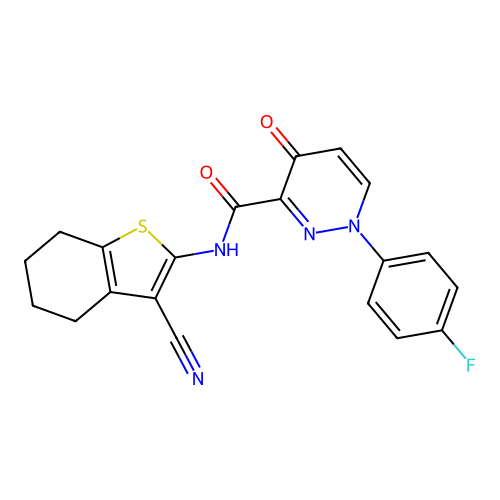 N-(3-cyano-4,5,6,7-tetrahydro-1-benzothiophen-2-yl)-1-(4-fluorophenyl)-4-oxo-1,4-dihydropyridazine-3-carboxamide structure
