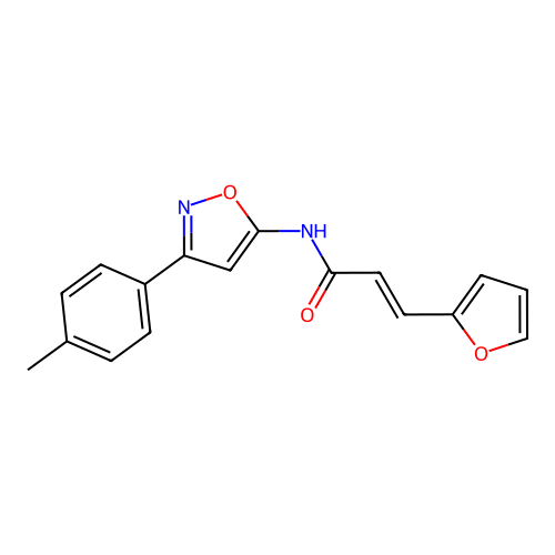 (2E)-3-(2-furyl)-N-[3-(4-methylphenyl)isoxazol-5-yl]prop-2-enamide structure