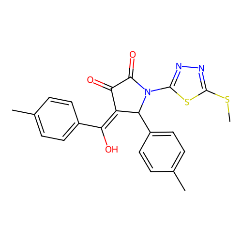 3-hydroxy-4-(4-methylbenzoyl)-5-(4-methylphenyl)-1-[5-(methylsulfanyl)-1,3,4-thiadiazol-2-yl]-2,5-dihydro-1H-pyrrol-2-one structure