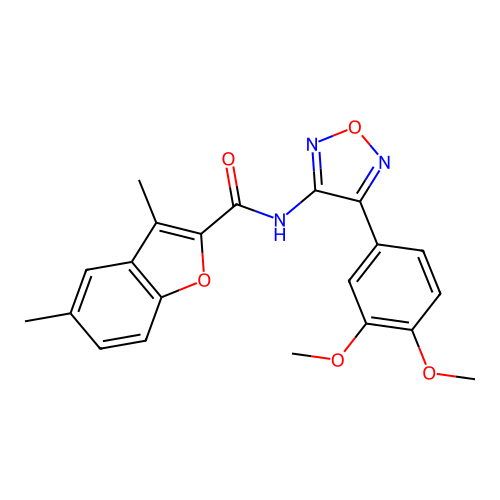 N-[4-(3,4-dimethoxyphenyl)-1,2,5-oxadiazol-3-yl]-3,5-dimethyl-1-benzofuran-2-carboxamide structure