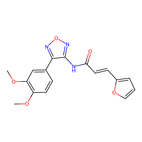 (2E)-N-[4-(3,4-dimethoxyphenyl)-1,2,5-oxadiazol-3-yl]-3-(furan-2-yl)prop-2-enamide structure