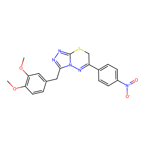 3-[(3,4-dimethoxyphenyl)methyl]-6-(4-nitrophenyl)-7H-[1,2,4]triazolo[3,4-b][1,3,4]thiadiazine structure