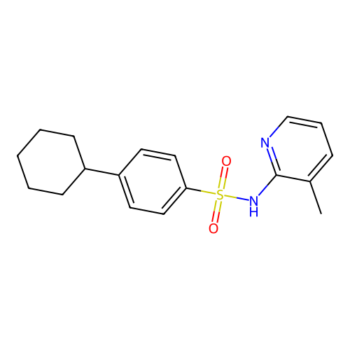 4-cyclohexyl-N-(3-methylpyridin-2-yl)benzenesulfonamide structure