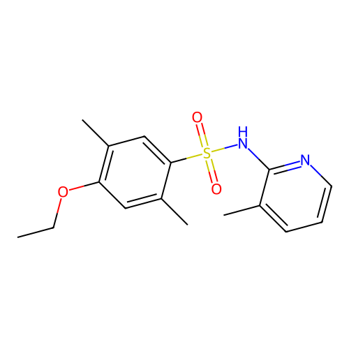 4-ethoxy-2,5-dimethyl-N-(3-methyl-2-pyridinyl)benzenesulfonamide structure