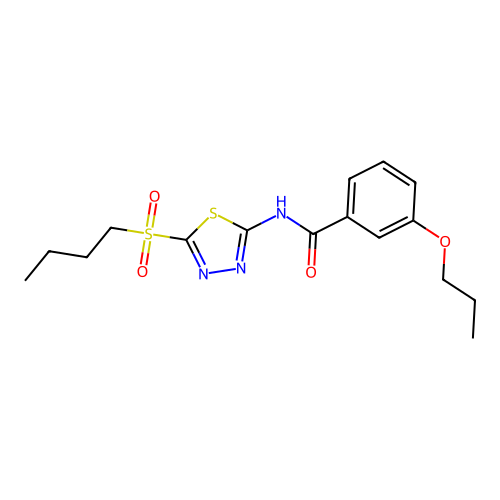 N-[5-(butylsulfonyl)-1,3,4-thiadiazol-2-yl]-3-propoxybenzamide structure