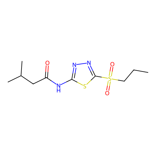 3-methyl-N-[(2Z)-5-(propylsulfonyl)-1,3,4-thiadiazol-2(3H)-ylidene]butanamide structure