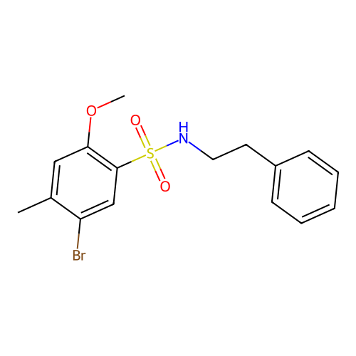 5-bromo-2-methoxy-4-methyl-N-(2-phenylethyl)benzenesulfonamide structure