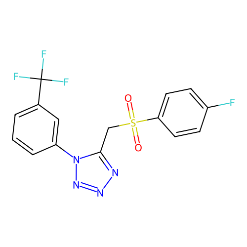 5-{[(4-fluorophenyl)sulfonyl]methyl}-1-[3-(trifluoromethyl)phenyl]-1H-tetrazole structure
