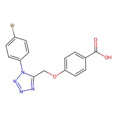 4-{[1-(4-bromophenyl)-1H-tetrazol-5-yl]methoxy}benzoic acid structure
