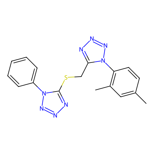 1-(2,4-dimethylphenyl)-5-{[(1-phenyl-1H-tetrazol-5-yl)sulfanyl]methyl}-1H-tetrazole structure