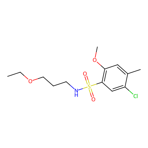 5-chloro-N-(3-ethoxypropyl)-2-methoxy-4-methylbenzenesulfonamide structure