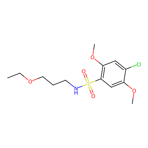 4-chloro-N-(3-ethoxypropyl)-2,5-dimethoxybenzenesulfonamide structure