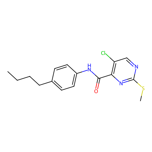 N-(4-butylphenyl)-5-chloro-2-(methylthio)pyrimidine-4-carboxamide structure
