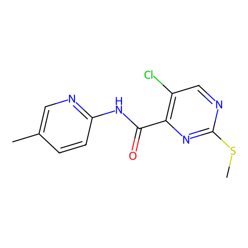 5-chloro-N-(5-methylpyridin-2-yl)-2-(methylsulfanyl)pyrimidine-4-carboxamide structure