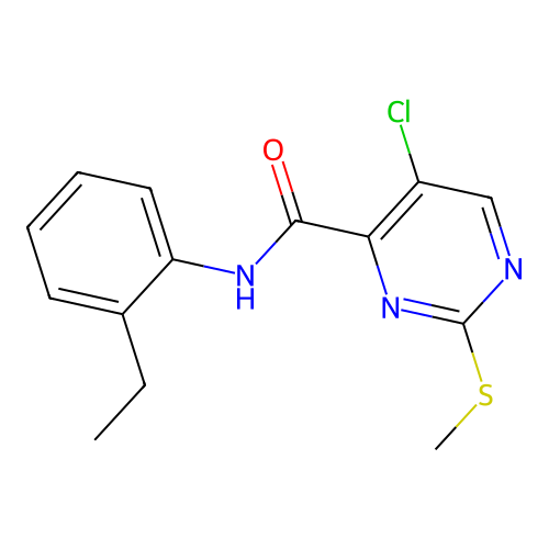 5-chloro-N-(2-ethylphenyl)-2-methylsulfanylpyrimidine-4-carboxamide structure