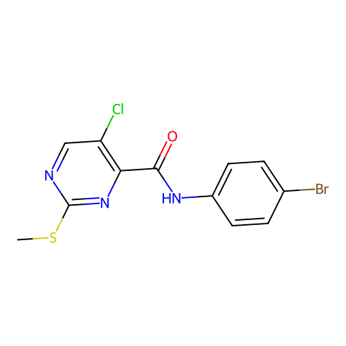 N-(4-bromophenyl)-5-chloro-2-(methylthio)pyrimidine-4-carboxamide structure