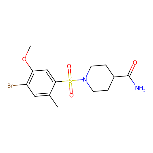 1-((4-Bromo-5-methoxy-2-methylphenyl)sulfonyl)piperidine-4-carboxamide structure