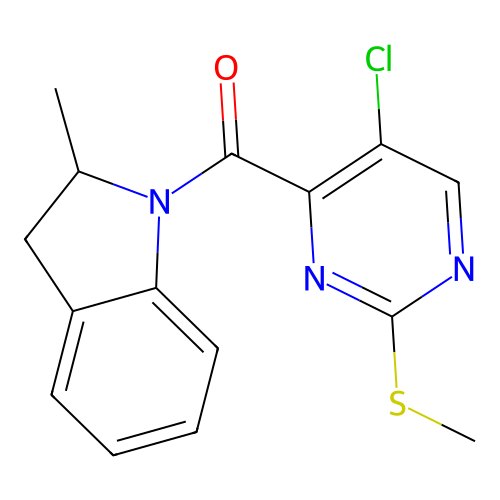 (5-Chloro-2-(methylthio)pyrimidin-4-yl)(2-methylindolin-1-yl)methanone structure