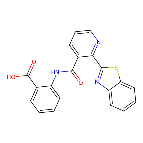 2-({[2-(1,3-Benzothiazol-2-yl)pyridin-3-yl]carbonyl}amino)benzoic acid structure