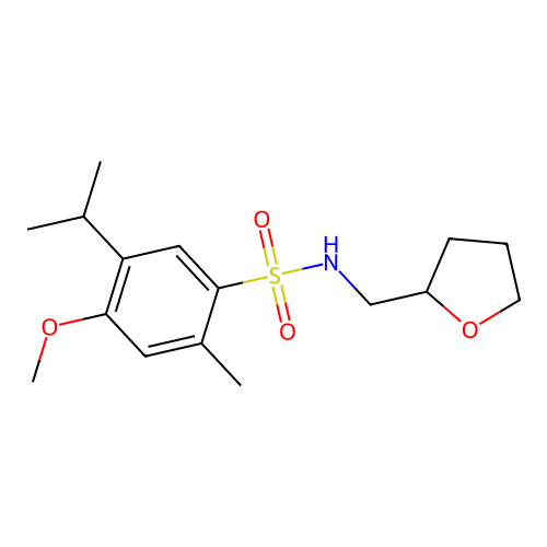 {[4-Methoxy-2-methyl-5-(methylethyl)phenyl]sulfonyl}(oxolan-2-ylmethyl)amine structure