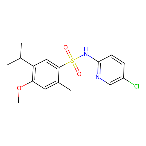 N-(5-chloropyridin-2-yl)-4-methoxy-2-methyl-5-propan-2-ylbenzenesulfonamide structure