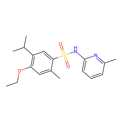 4-ethoxy-5-isopropyl-2-methyl-N-(6-methyl-2-pyridinyl)benzenesulfonamide structure