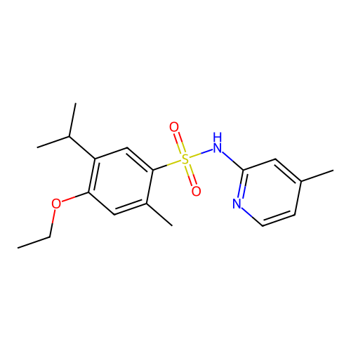 4-ethoxy-5-isopropyl-2-methyl-N-(4-methylpyridin-2-yl)benzenesulfonamide structure