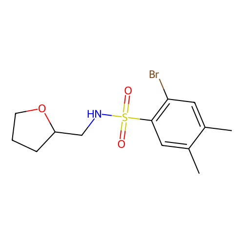 2-bromo-4,5-dimethyl-N-(oxolan-2-ylmethyl)benzenesulfonamide structure