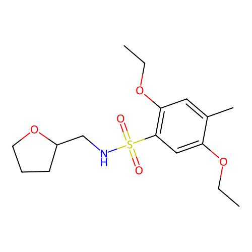 2,5-diethoxy-4-methyl-N-(oxolan-2-ylmethyl)benzenesulfonamide structure