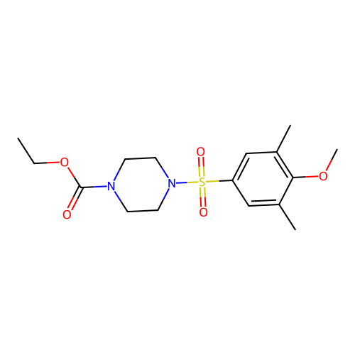 Ethyl 4-[(4-methoxy-3,5-dimethylphenyl)sulfonyl]piperazinecarboxylate structure