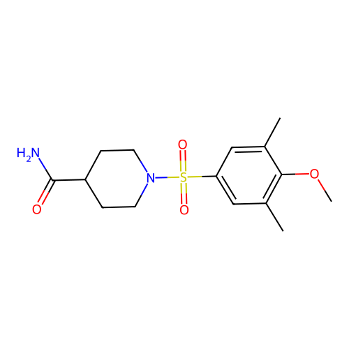 1-(4-Methoxy-3,5-dimethylphenyl)sulfonylpiperidine-4-carboxamide structure