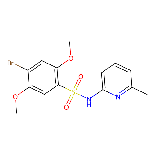 4-bromo-2,5-dimethoxy-N-(6-methylpyridin-2-yl)benzenesulfonamide structure