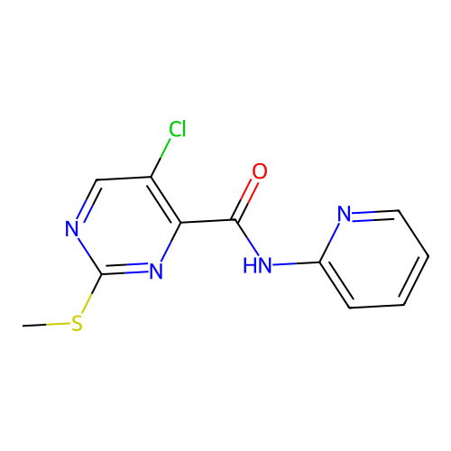 5-chloro-2-(methylsulfanyl)-N-(pyridin-2-yl)pyrimidine-4-carboxamide structure