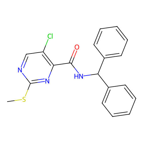 N-benzhydryl-5-chloro-2-methylsulfanylpyrimidine-4-carboxamide structure