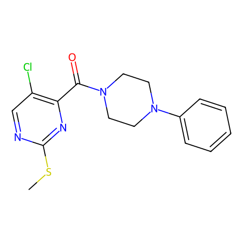 (5-Chloro-2-(methylthio)pyrimidin-4-yl)(4-phenylpiperazin-1-yl)methanone structure