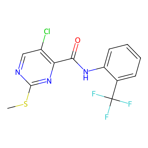 5-chloro-2-methylsulfanyl-N-[2-(trifluoromethyl)phenyl]pyrimidine-4-carboxamide structure