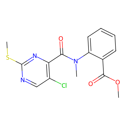Methyl 2-[(5-chloro-2-methylsulfanylpyrimidine-4-carbonyl)-methylamino]benzoate structure