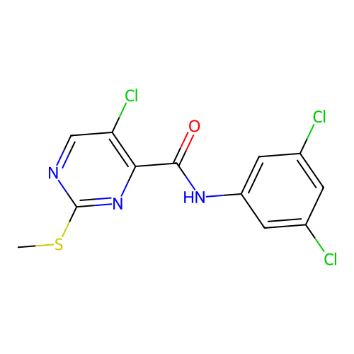 5-chloro-N-(3,5-dichlorophenyl)-2-methylsulfanylpyrimidine-4-carboxamide structure